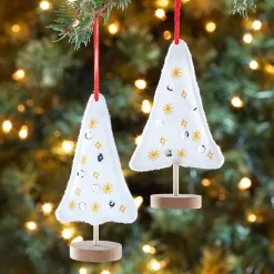 Embellished Plush Tree Ornaments Set of 2