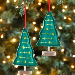 Embellished Plush Tree Ornaments Set of 2