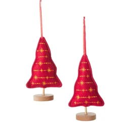 Embellished Plush Tree Ornaments Set of 2