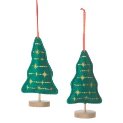 Embellished Plush Tree Ornaments Set of 2