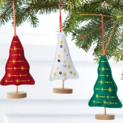 Embellished Plush Tree Ornaments Set of 2