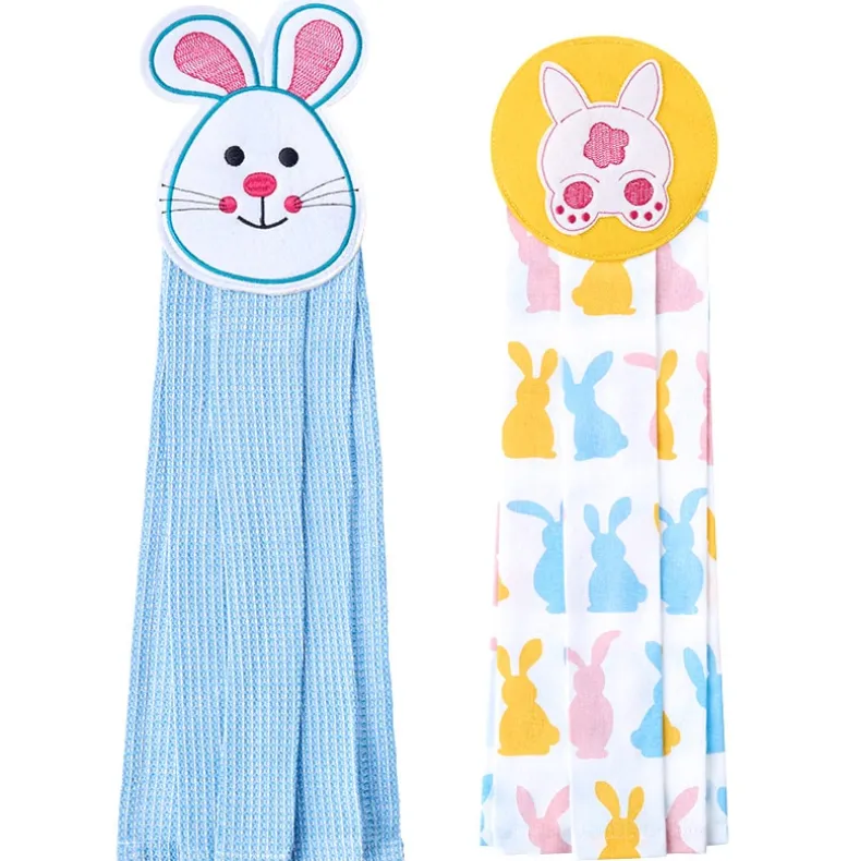 Embroidered Bunny Kitchen Towels Set of 2
