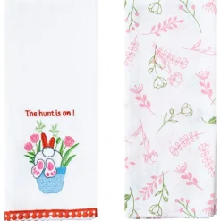 Embroidered Bunny Kitchen Towels Set of 2