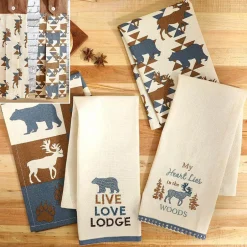 Embroidered Kitchen Towels Lodge Set of 2