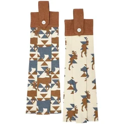 Embroidered Kitchen Towels Lodge Set of 2