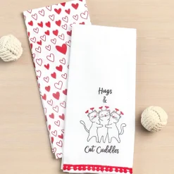 Embroidered Kitchen Towels Valentine's Day Set of 2