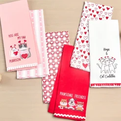 Embroidered Kitchen Towels Valentine's Day Set of 2