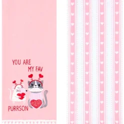 Embroidered Kitchen Towels Valentine's Day Set of 2