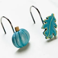 Fall Harvest Pumpkin and Leaves Shower Hooks Set of 12