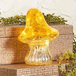 Fall Lighted Glass Mushrooms - Green, Yellow or Orange