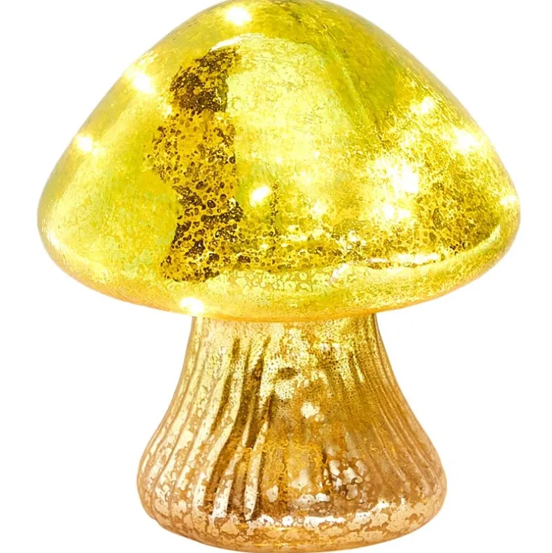 Fall Lighted Glass Mushrooms - Green, Yellow or Orange