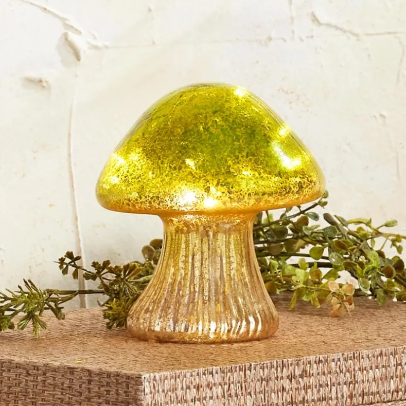 Fall Lighted Glass Mushrooms - Green, Yellow or Orange