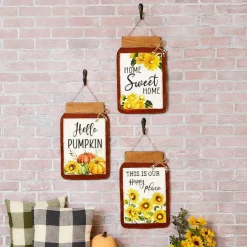 Fall Lighted Mason Jar Wall Hangings With Sentiment