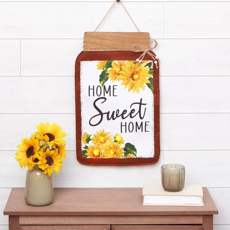 Fall Lighted Mason Jar Wall Hangings With Sentiment