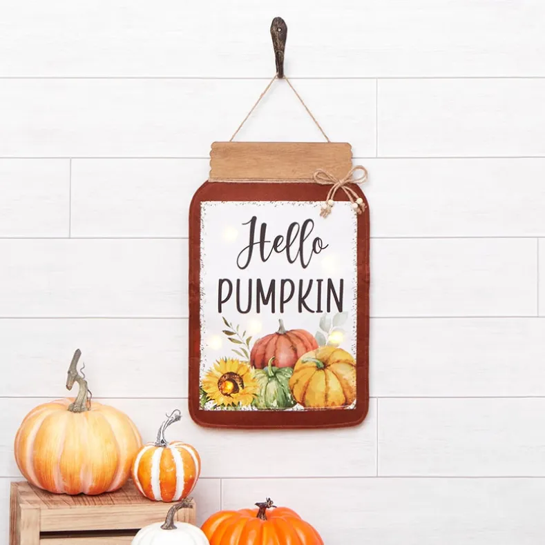 Fall Lighted Mason Jar Wall Hangings With Sentiment