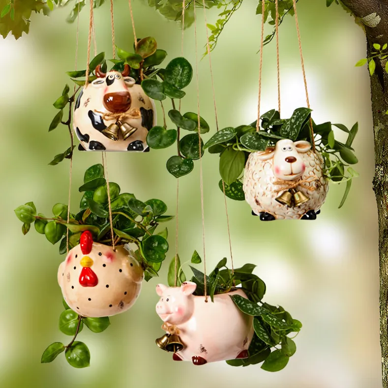 Farm Animal Hanging Planter