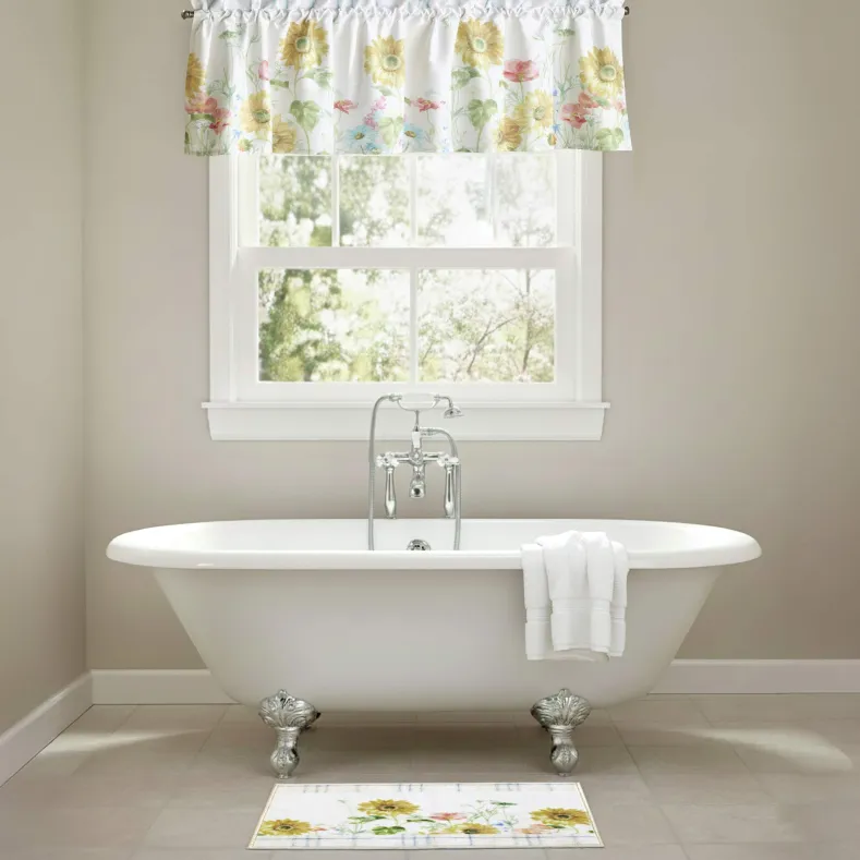 Farm Fresh Flowers Valance, Bath Rug or Shower Hooks Set of 12