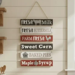 Farm Fresh Wall Décor Collection – Hanging Sign or Rustic Wall Clock