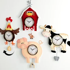 Farmhouse Barnyard Animal Pendulum Wall Clock