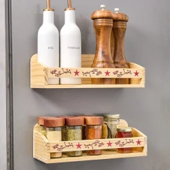 Farmhouse Kitchen Magnetic Storage Shelf Set of 2
