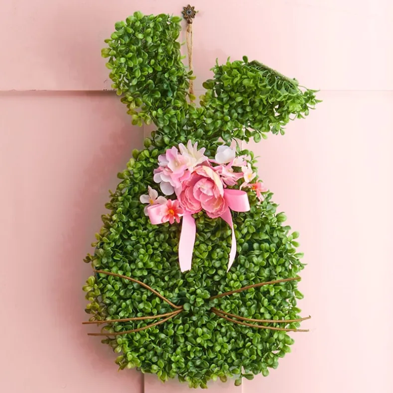 Faux Boxwood Bunny Door Hanger