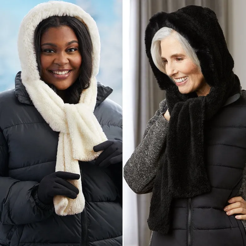 Faux Fur Hooded Scarf