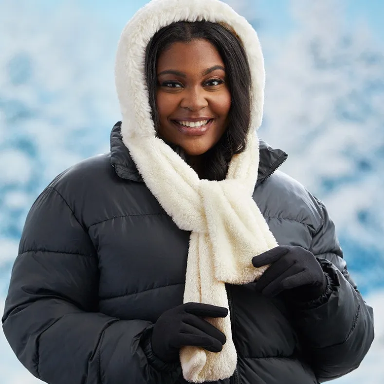 Faux Fur Hooded Scarf