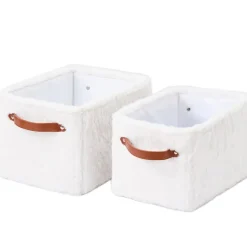 Faux Fur Storage Bins - Set of 2