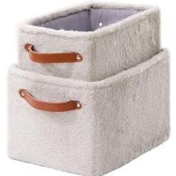 Faux Fur Storage Bins - Set of 2