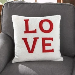 Faux Shearling Decorative Pillow with Sentiment