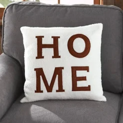 Faux Shearling Decorative Pillow with Sentiment