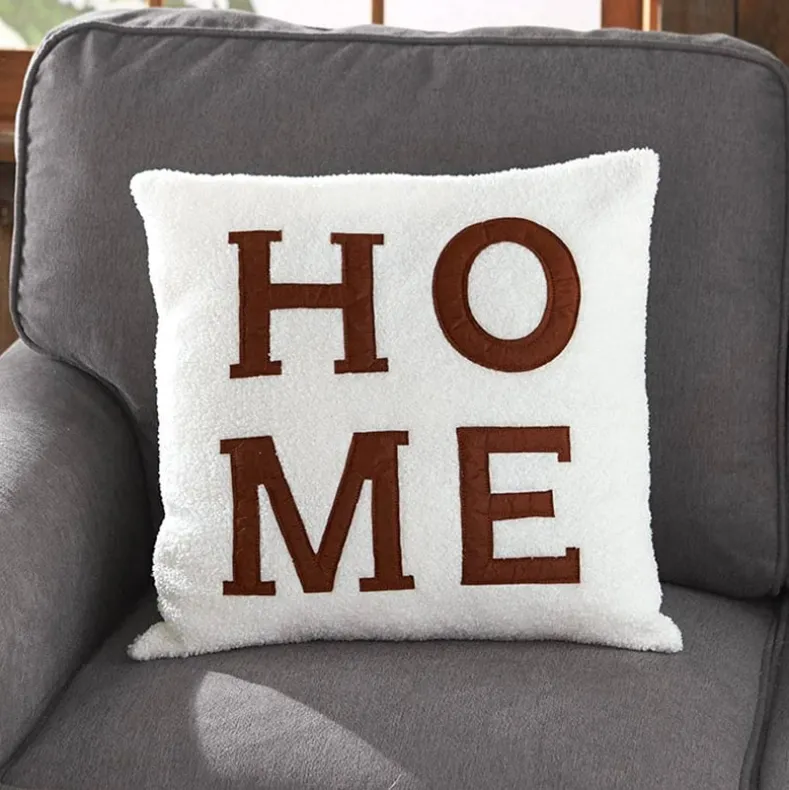 Faux Shearling Decorative Pillow with Sentiment