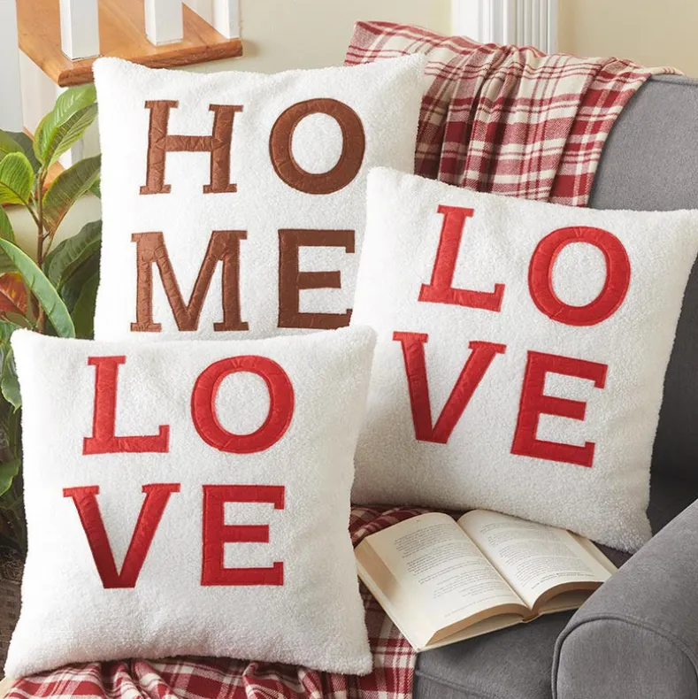 Faux Shearling Decorative Pillow with Sentiment
