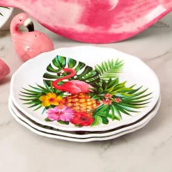 Flamingo in Paradise Tableware - Set of 4 Melamine Dessert Plates