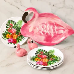 Flamingo in Paradise Tableware - Set of 4 Melamine Dessert Plates