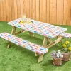 Flip Flops 3-Pc. Vinyl Easy Fit Picnic Tablecloth