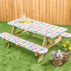 Flip Flops 3-Pc. Vinyl Easy Fit Picnic Tablecloth