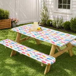 Flip Flops 3-Pc. Vinyl Easy Fit Picnic Tablecloth