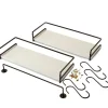 Floating Wall Mounted White Shelves with Metal Bar - Set of 2