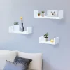 Floating Wood Shelves in White - Set of 3