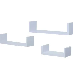 Floating Wood Shelves in White - Set of 3