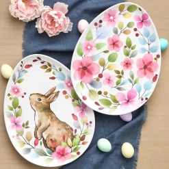 Floral Easter Tableware - Salad Plates, Serving Platters, Napkin Holder