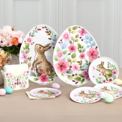 Floral Easter Tableware - Salad Plates, Serving Platters, Napkin Holder