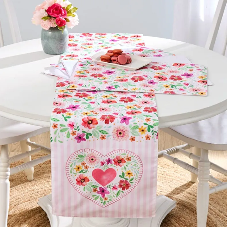 Floral Heart Set of 4 Placemats or Table Runner