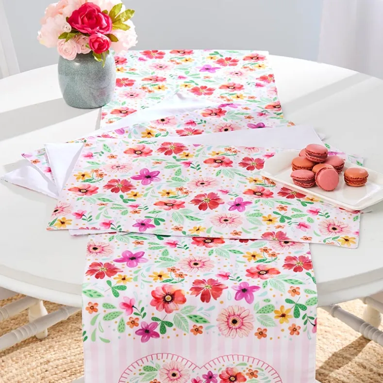 Floral Heart Set of 4 Placemats or Table Runner