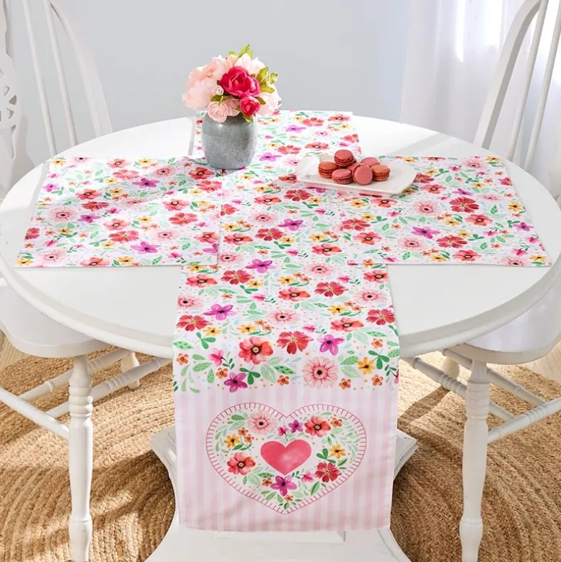 Floral Heart Set of 4 Placemats or Table Runner