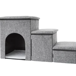 Foldable Pet Stairs With Storage Boxes and Cozy Pet Nook Portable