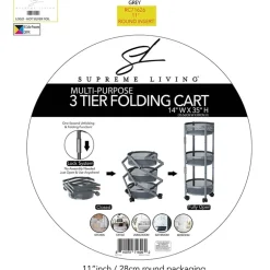 Foldable Utility Cart with Wheels - 3-Tier