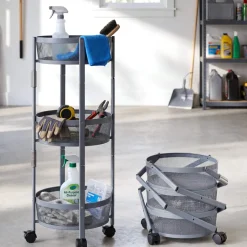 Foldable Utility Cart with Wheels - 3-Tier