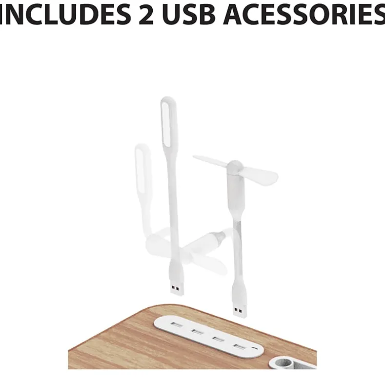 Folding Lap Desk With 4 USB-A Ports And Fan